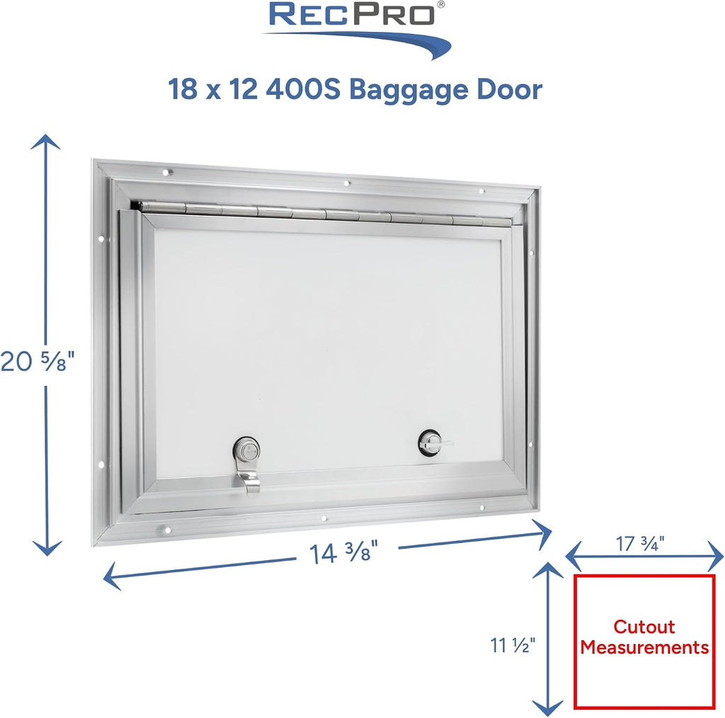 RecPro Square RV Baggage Door | Compartment Storage | RV Storage | Trailer Storage | Camper Storage (18' W x 12' H) | Made in America