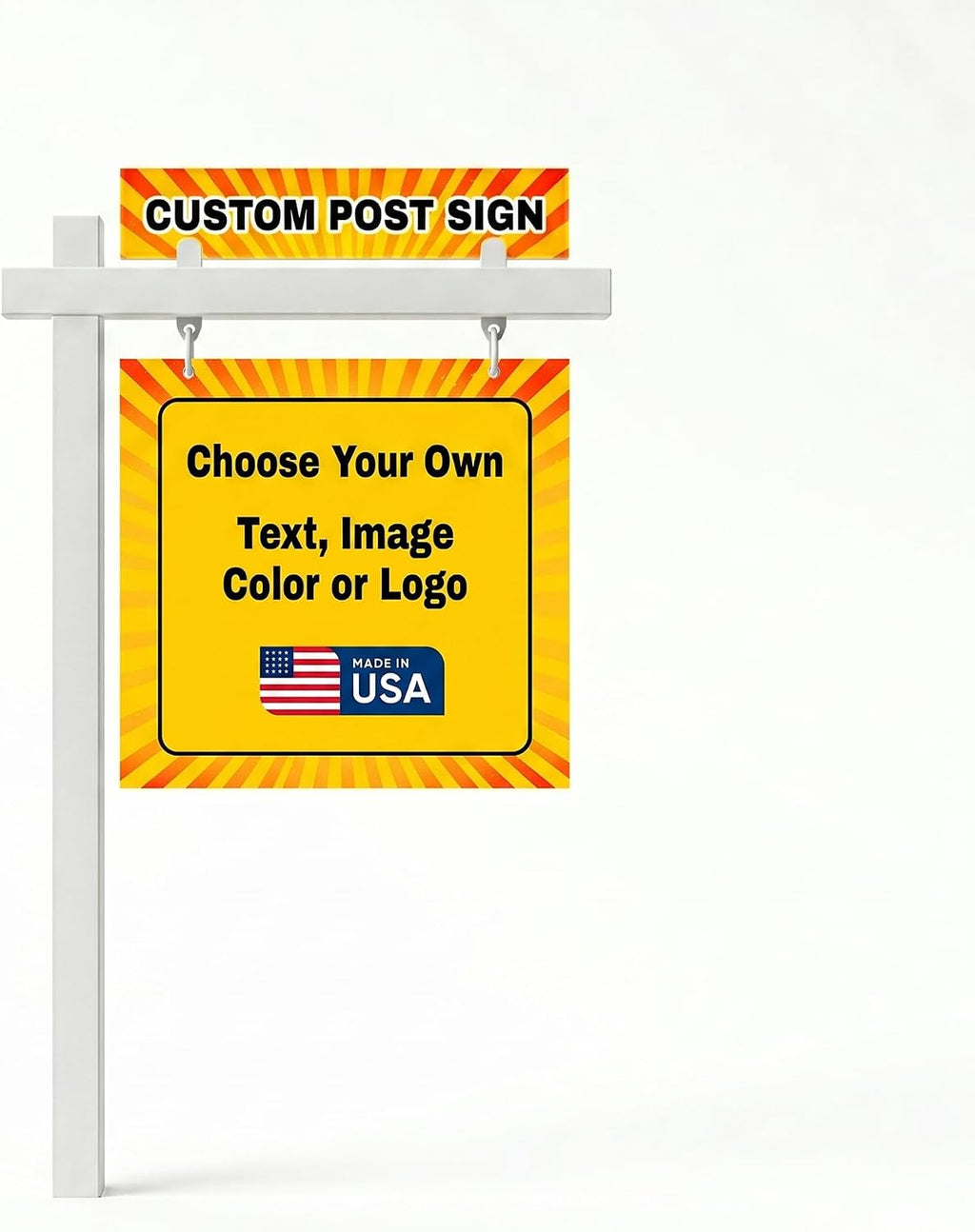 Custom Real Estate Sign Post By DC – Yard Sign Holder with Hanging Panel and Stake | Outdoor Sign Post for Business Advertising, For Sale and Open House Signs | Made in USA