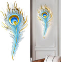 Feather Wall Lamp LED Dimmable Wall Sconce Lighting with Blue Elegant Peacock Feather Design Vintage Modern Wall Light Fixture for Bedroom Living Dining Room Hallway Deco