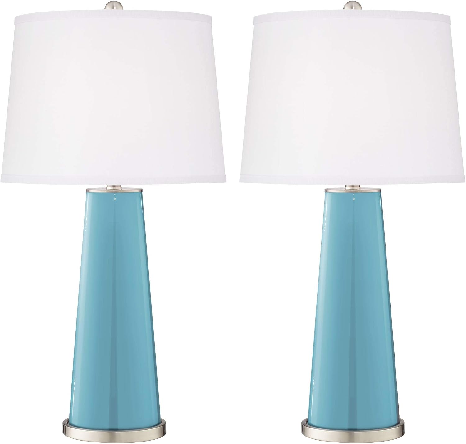 Color + Plus Leo 29 1/2' Nautilus Blue Glass Table Lamps Set of 2