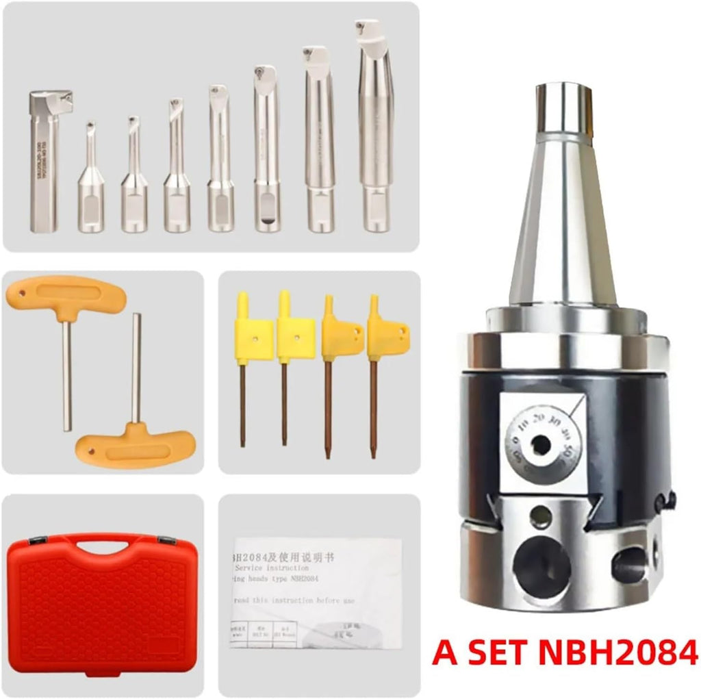 NBH2084 Boring Head Boring Tool Suit Boring Head NBH BT30 BT40 BT50 NT30 NT40 NT50 R8 Tool Handle Boring Bar Boring Tool Set(MT4-NBH2084-8PCS)