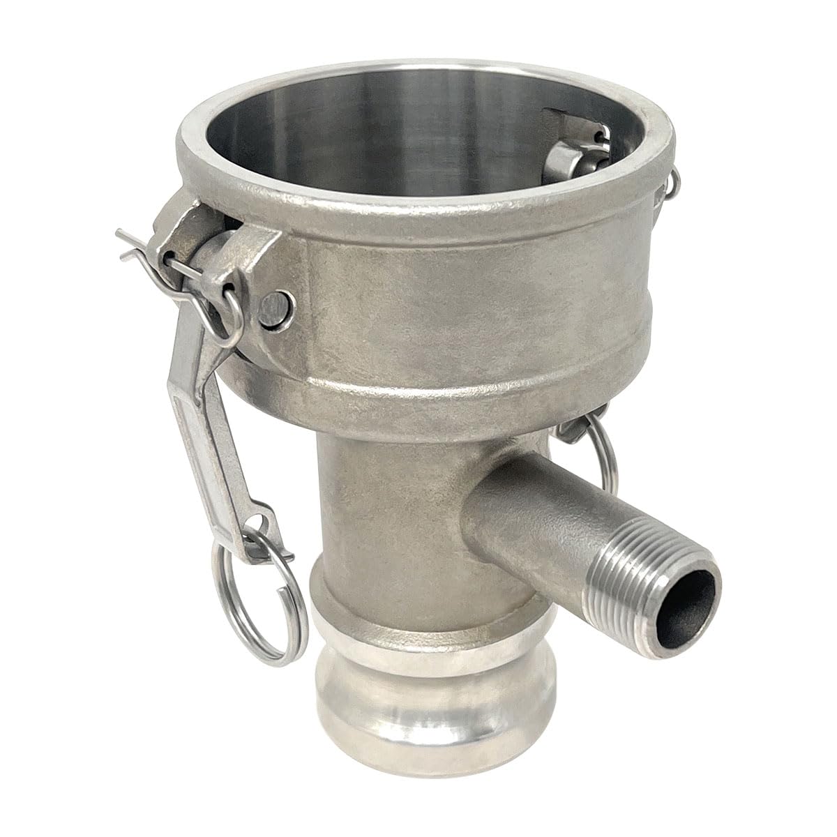 Gloxco Camlock Fitting, Type DA with 3/4' Pipe Tap, Stainless Steel, 3' Female Camlock Coupler x 2' Male Camlock Adapter, (CAM-3020-DAPT07-SS)