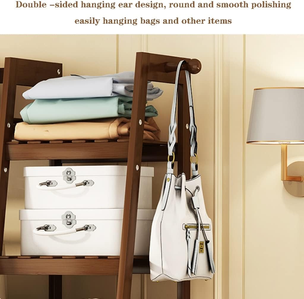 Bamboo Garment Rack, with 7 Tier Shelves, Free-Standing Multifunctional Hanging Clothes Rack/130 * 42 * 140Cm