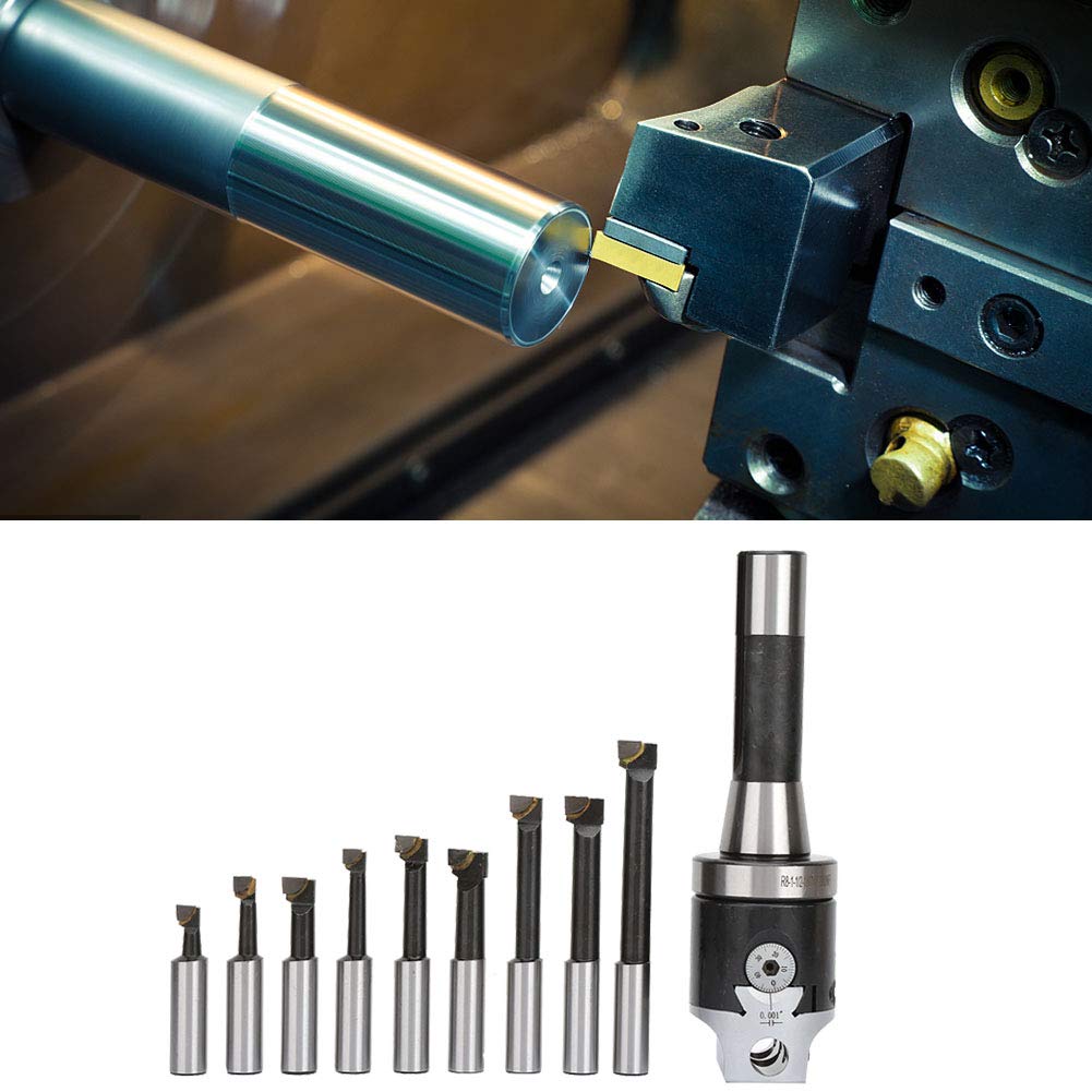 13 Pcs Indexable Metal Lathe Turning Tool, Boring Head Set, Carbide Boring Bar Set, Carbon Steel, Suitable for Semi Finishing and Finishing, Most Kinds of Lathe