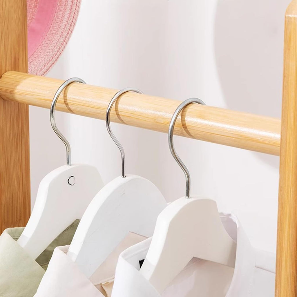 Garment Rack Bamboo Clothing Rack Corner Coat Rack Stand Hall Trees Free Standing Clothes Hanging Rail With Shelves And 4 Hooks For Entryway Bedroom Living Room, 40X30X162CM(Color:Wood color)
