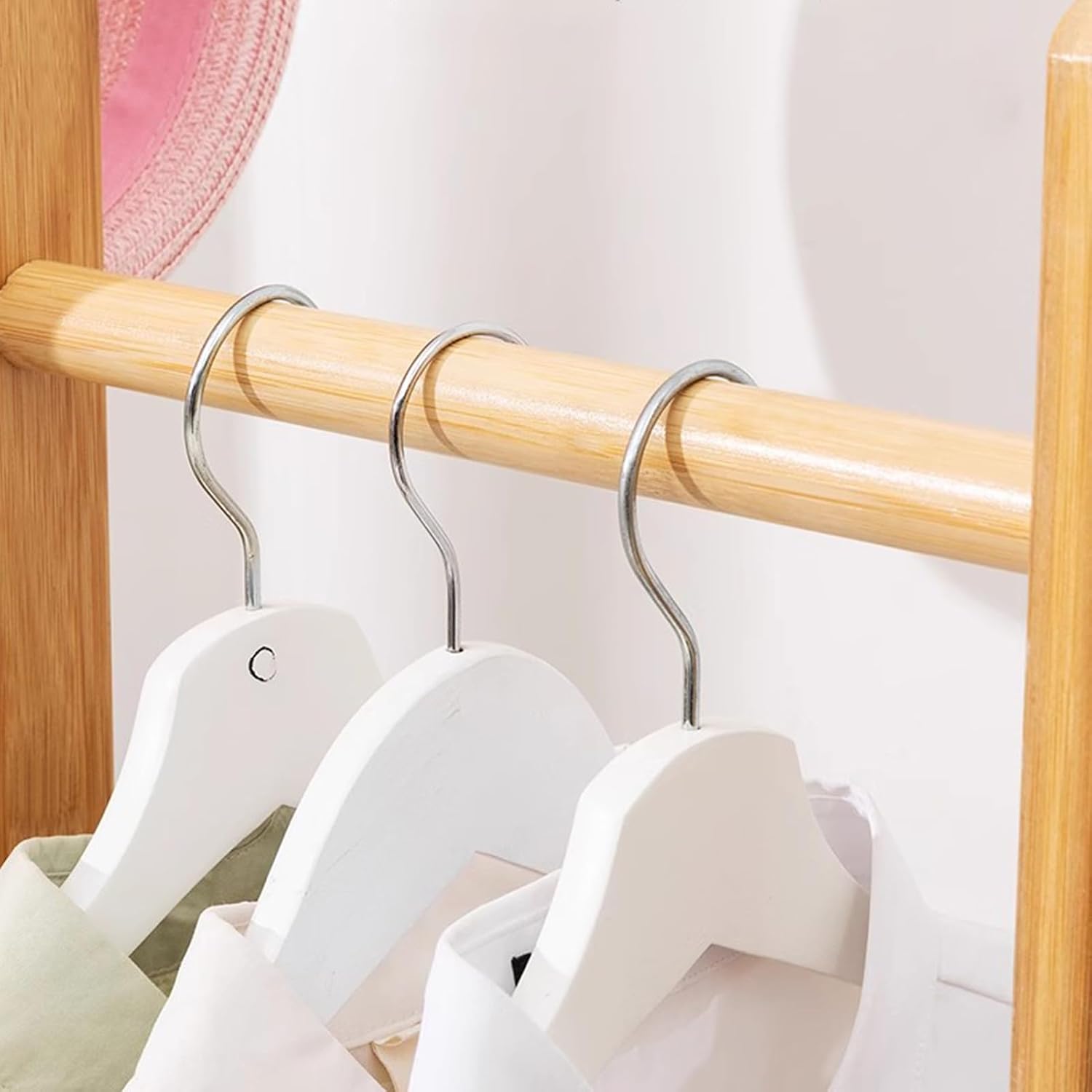 Garment Rack Bamboo Clothing Rack Corner Coat Rack Stand Hall Trees Free Standing Clothes Hanging Rail With Shelves And 4 Hooks For Entryway Bedroom Living Room, 40X30X162CM(Color:Wood color)