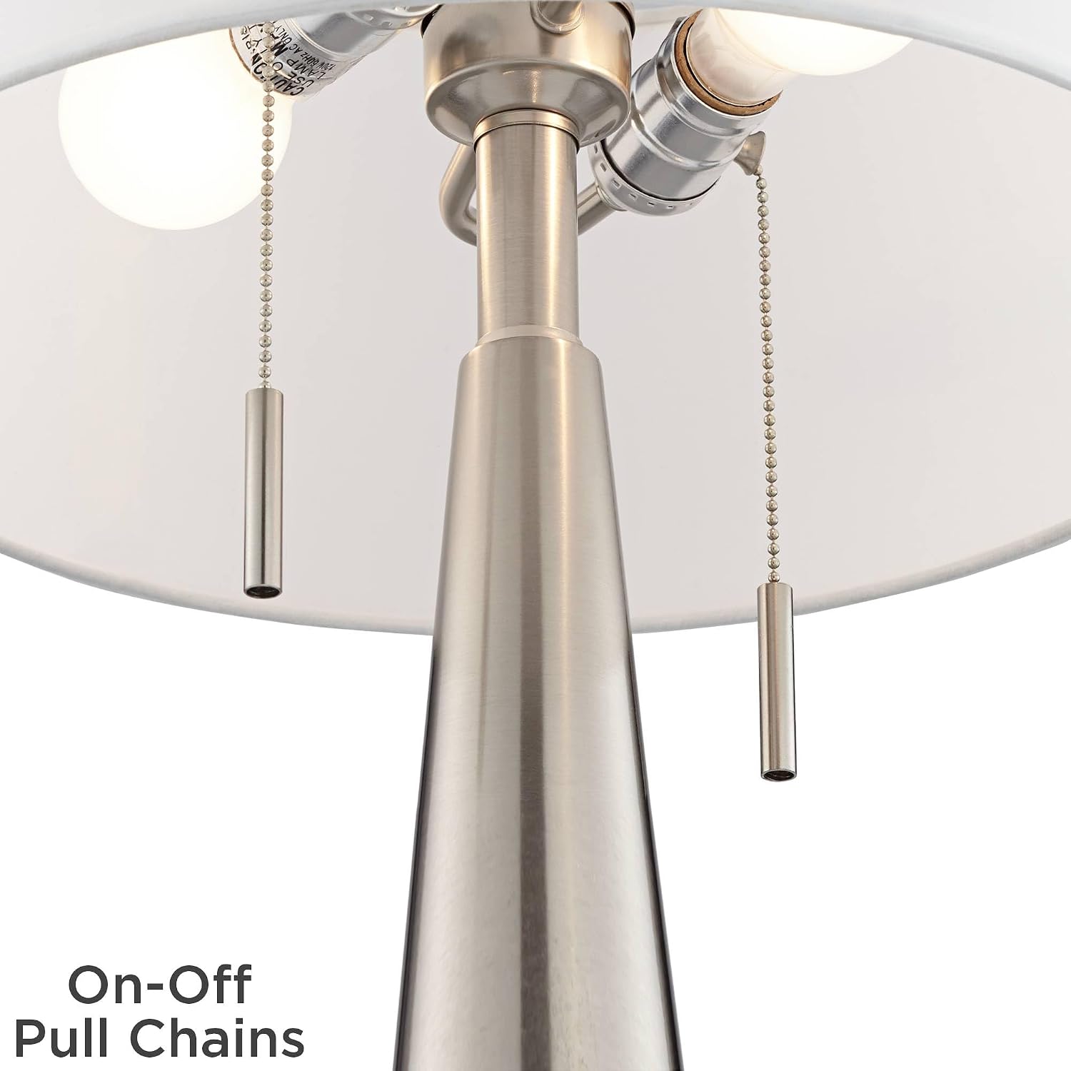 Giclee Glow Vicki 23' High Small Modern Accent Table Lamps Set of 2 USB Port Pull Chain Silver Brushed Nickel Finish Metal Blue Amity Shade Living Room Charging Bedroom Bedside Nightstand House
