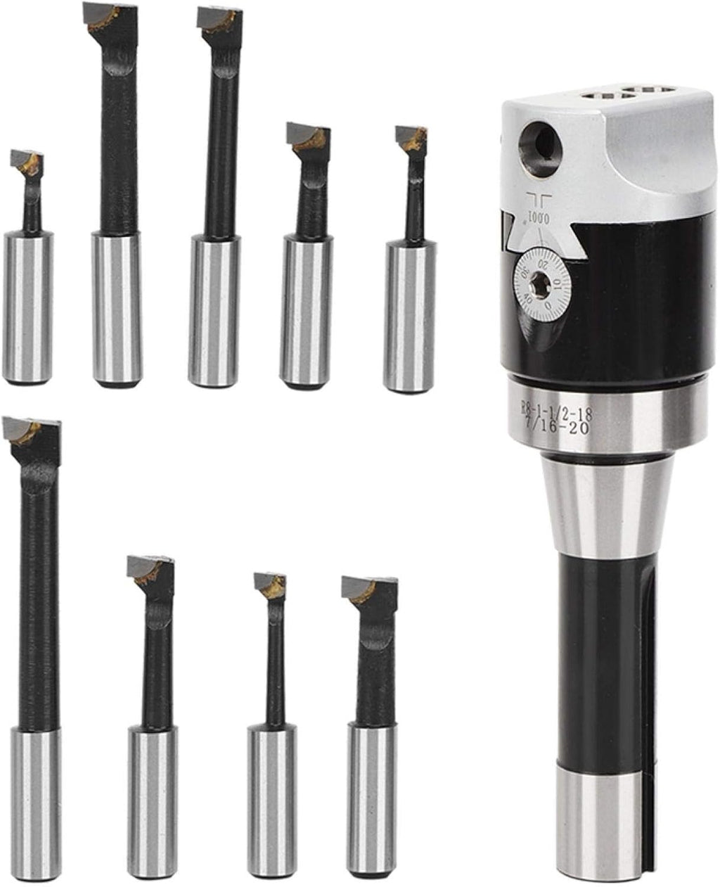 Boring Head Set 9pcs 2' w/R8 Shank 1/2' Carbide Boring Bar Set Bridgeport CNC Milling Set Mechanical Accessory