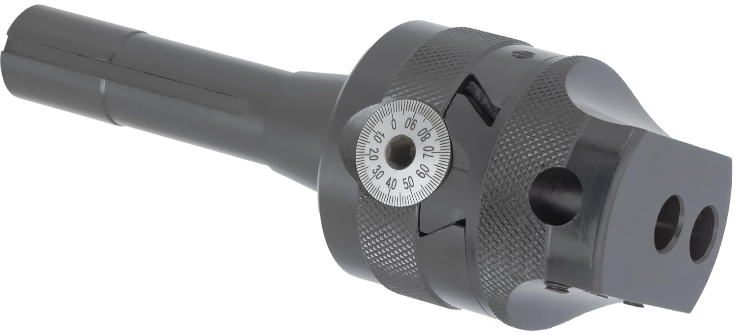 CME 2 1/2' Adjustable Boring Head with Integrated R8 Taper Shank, for 1/2' Shank Diameter Boring Bars, 3/4' Maximum Offset, for Precisely Enlarging Holes on Milling Machines