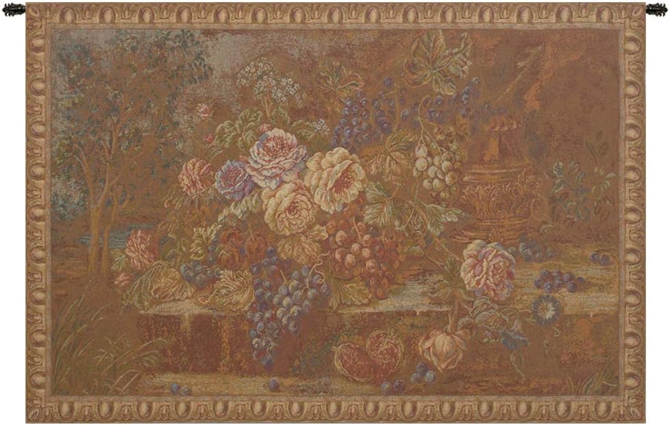 Bouquet With Grapes Red Italian Tapestry Wall Hanging - 39 in. x 26 in. Cotton/Viscose/Polyester by Charlotte Home Furnishings