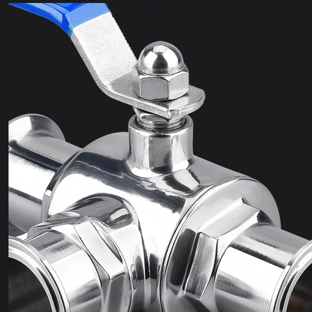 Garden Tap Connector Water Pipe Connectors, Stainless Steel Three-Way Ball Valve,T-Type L-Type OD 50.5mm 64mm Tri Clamp Ferrule Sanitary Ball Valve for Food Liquids Oil Gase(Ttype 304 45mm)