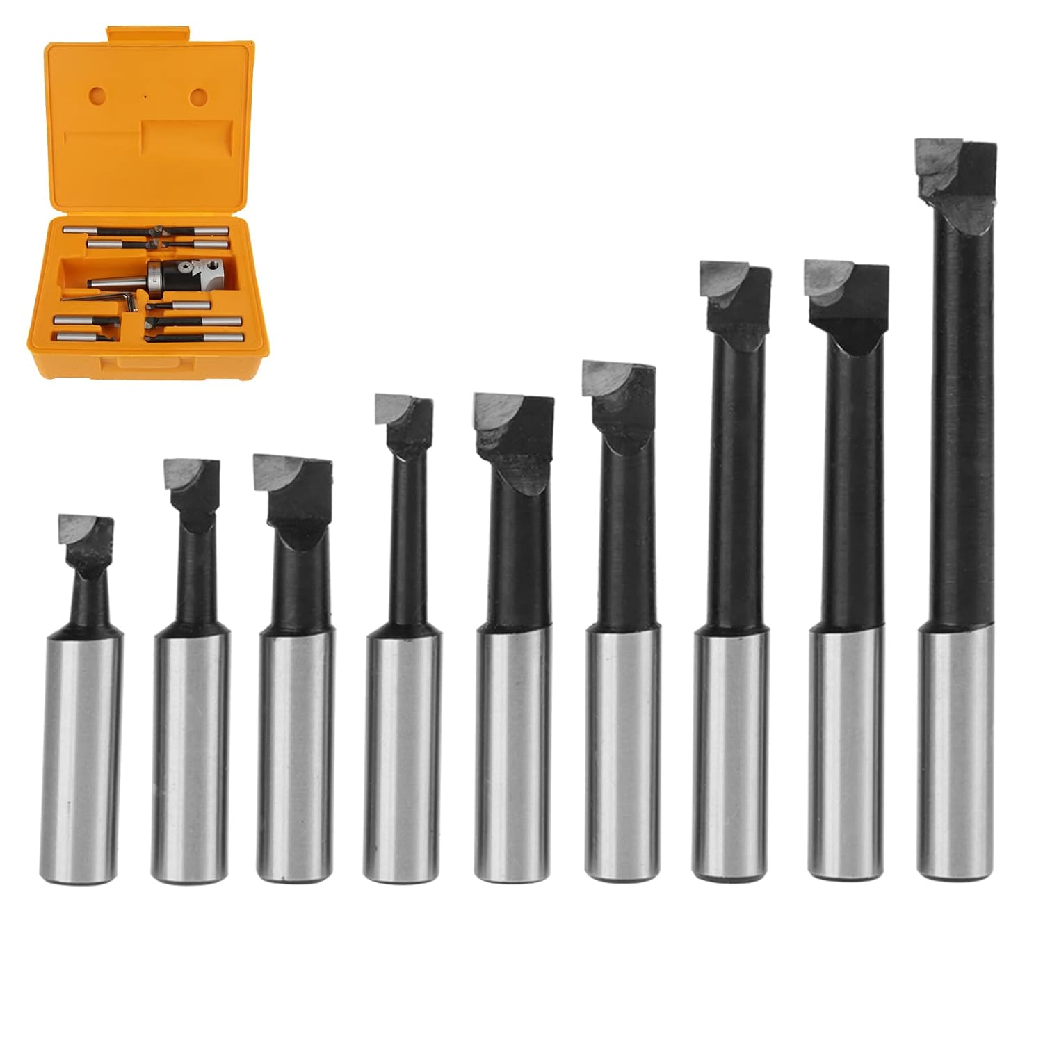 Brilluxa Boring Head Kit, Milling Boring Bar, MT2 M10 Cutter Kit, 9PCS 12mm Bars CNC Milling Machine Accessories for Precision Boring Work