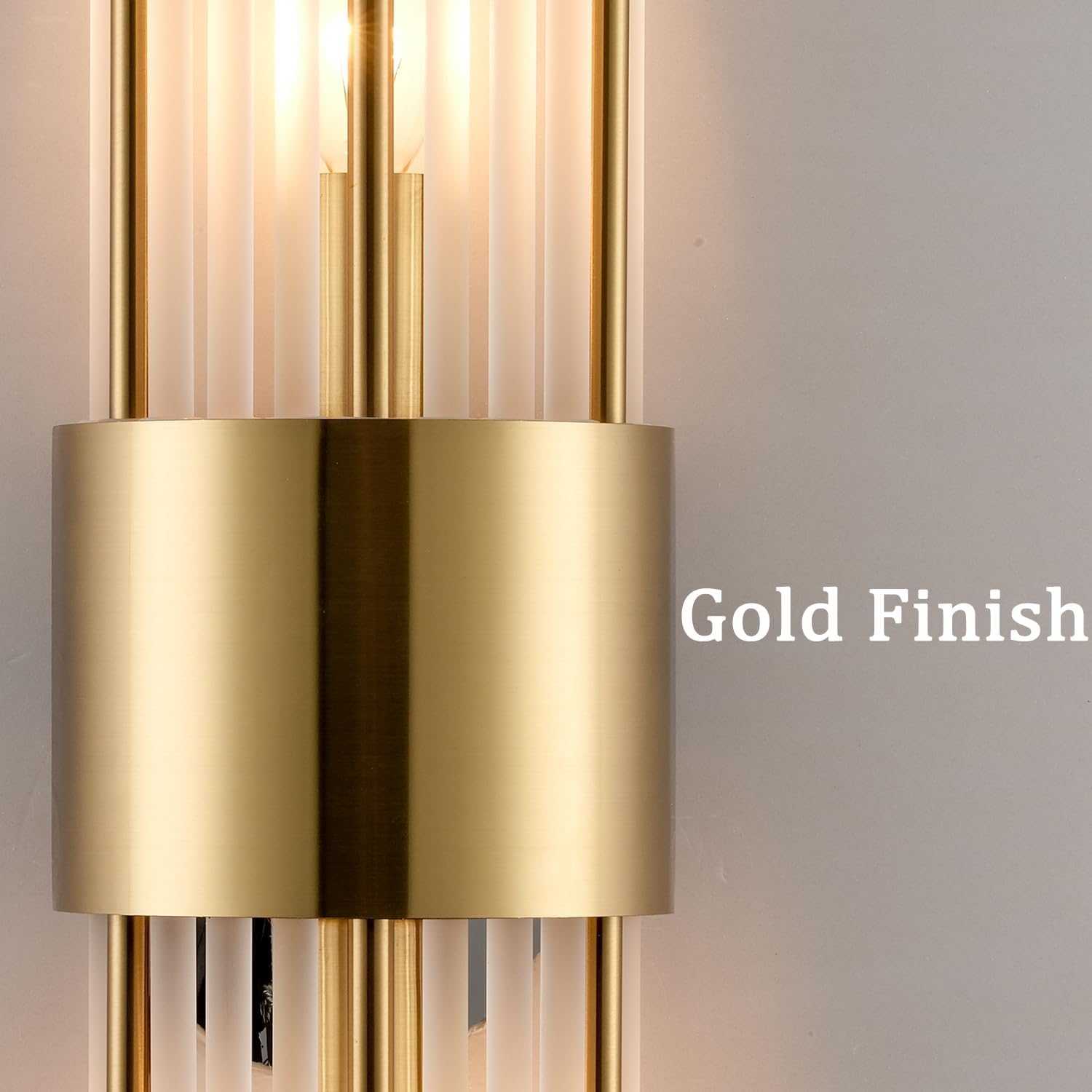 2-Light Modern Crystal Wall Sconces Titanium Gold Vanity Wall Light with Frosted Glass Luxury Set of 2 Wall Light Fixtures for Bedroom Living Room Dining Room Vanity Mirror Light