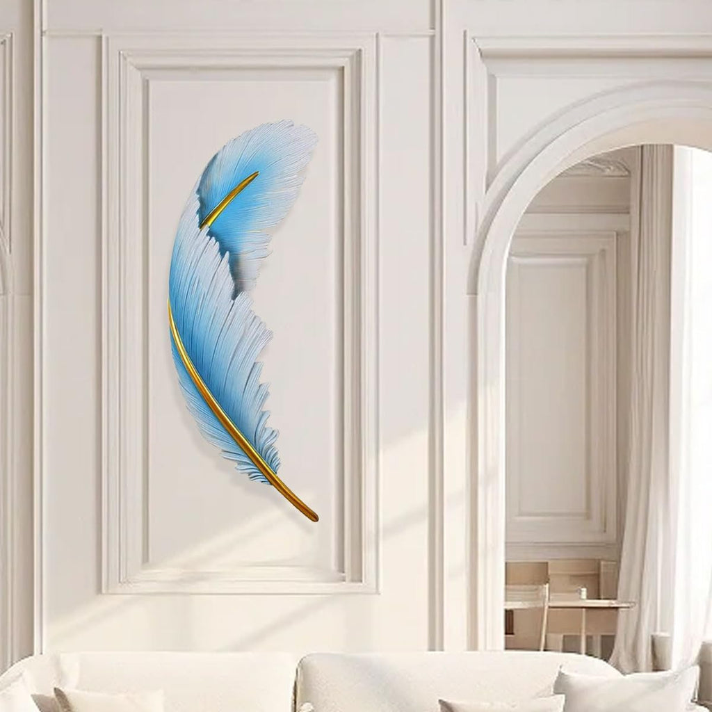 LED Wall Lamp Dimmable Wall Sconce Lights Fixtures Blue Feather Sconce Light 3000K-6000K Modern Feather Lamp Elegant Wall Mount Lamp Resin Deco Lighting for Bedroom Living Dining Room