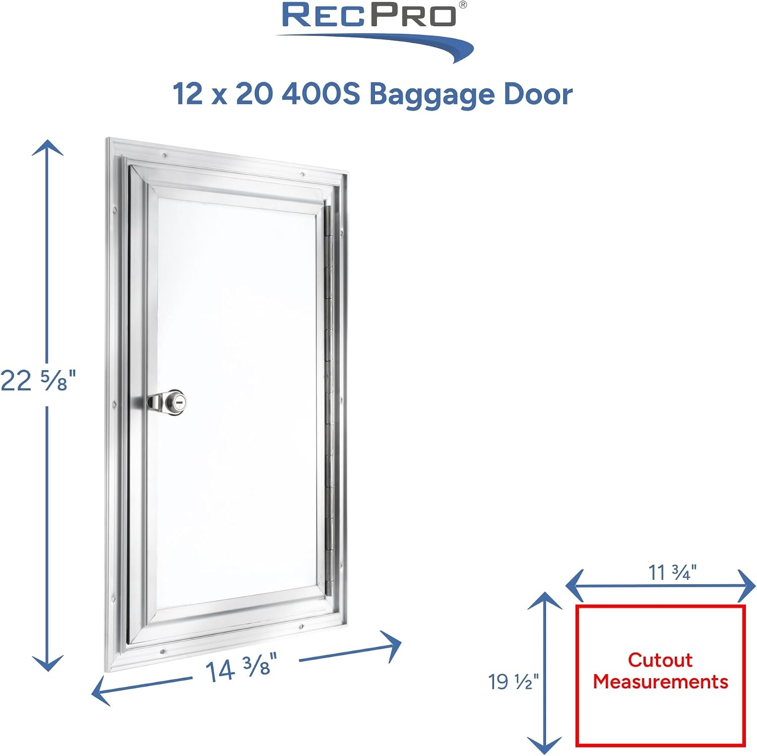 RecPro Square RV Baggage Door | Compartment Storage | RV Storage | Trailer Storage | Camper Storage (12' W x 20' H) | Made in America