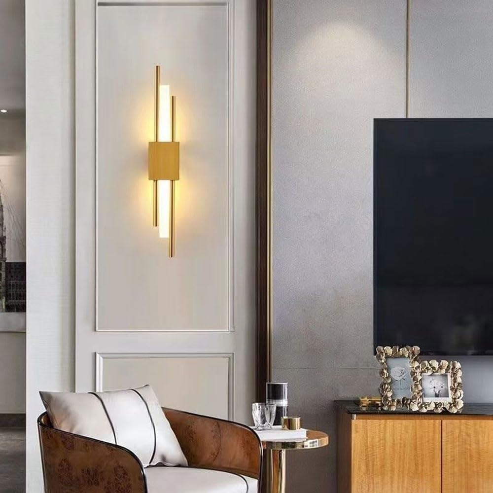 Black LED Linear Wall Light Long Light Sconces Wall Decor Set of 2 Indoor Strip Hallway Wall Lighting Gold Nordic Modern Bedroom Wall Mount Lamp for Bedside Living Room Bathroom