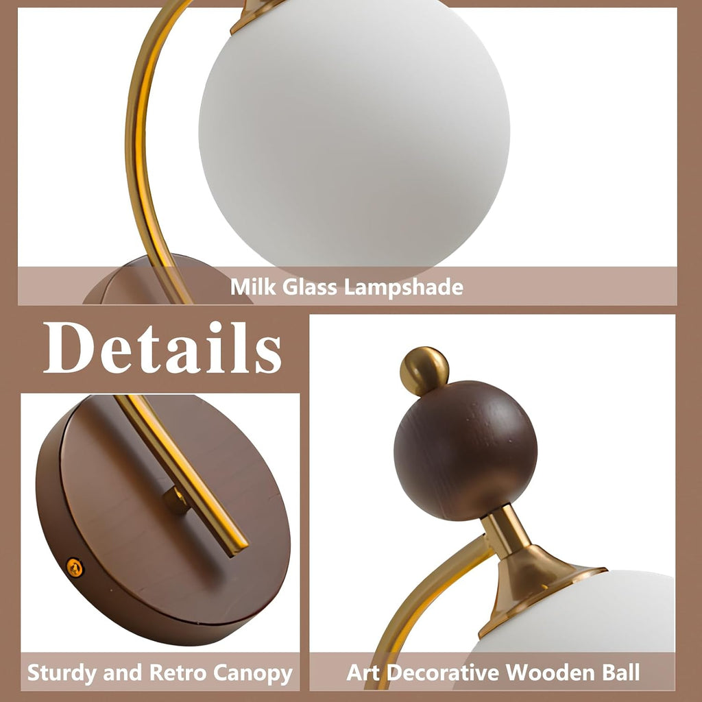 BOKT Wall Sconces Set of Two Hard Wired Vintage Gold and White Lampshade Light Fixtures Dining Room Glass Sconces Set of 2 Beside Wall Mounted Lamp for Kitchen Hallway