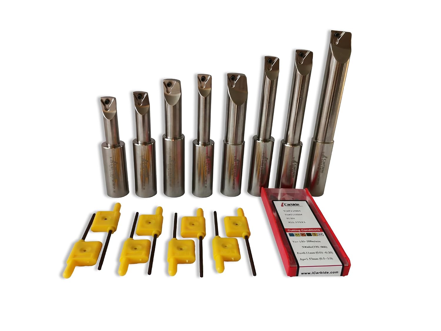 3/4 Shank Indexable Boring Bar 8pcs Set with 10 pcs TCMT110204 Carbide Inserts