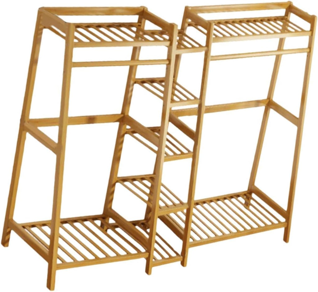 Clothing Rack for Hanging Clothes Shoe Storage Portable with Shelf Bamboo Garment Rack for Bedroom Living Room Home Skirts