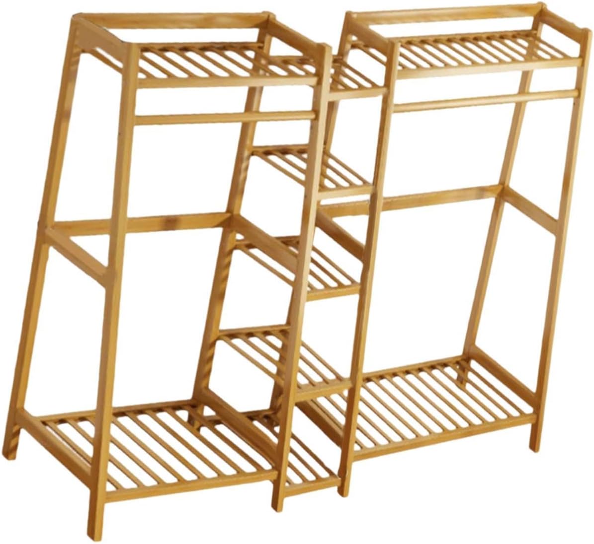 Clothing Rack for Hanging Clothes Shoe Storage Portable with Shelf Bamboo Garment Rack for Bedroom Living Room Home Skirts