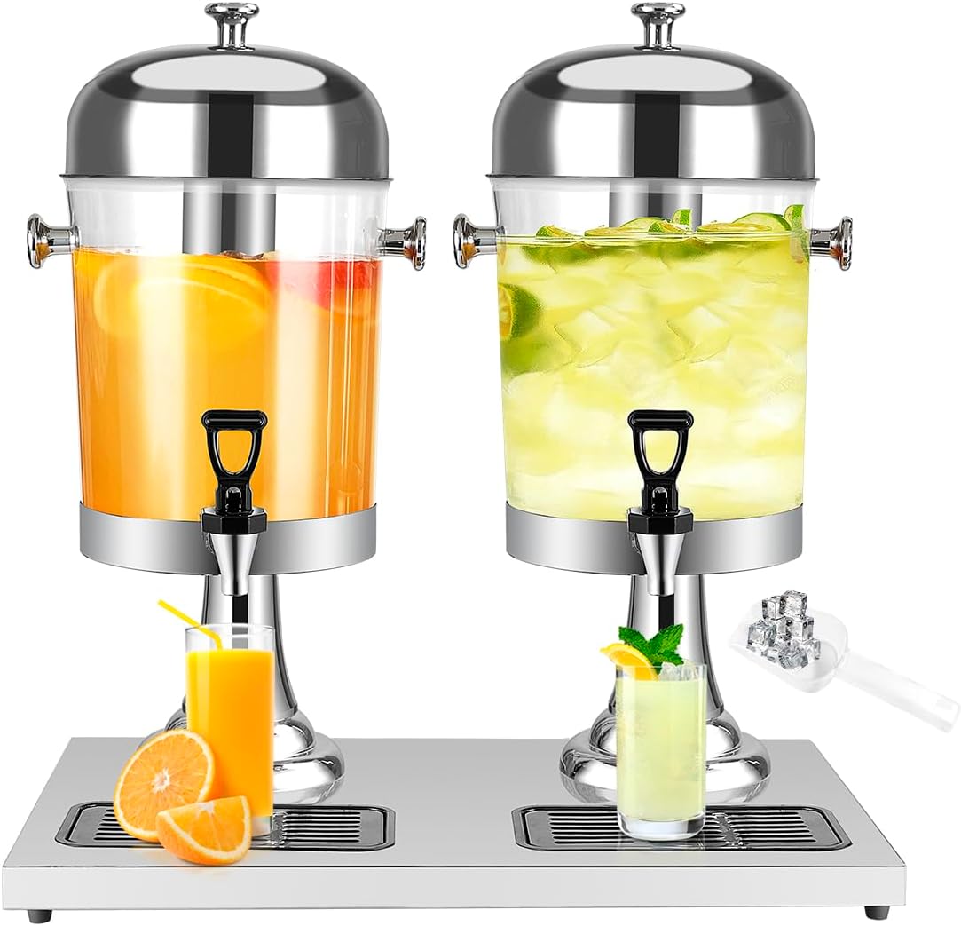 4.4 Gallon Drink Dispenser – Iced Drink Dispenser with Ice Core for Parties and Commercial Beverage Dispenser with Stand Drip Tray for Hot and Cold Beverage Juice Beer Water