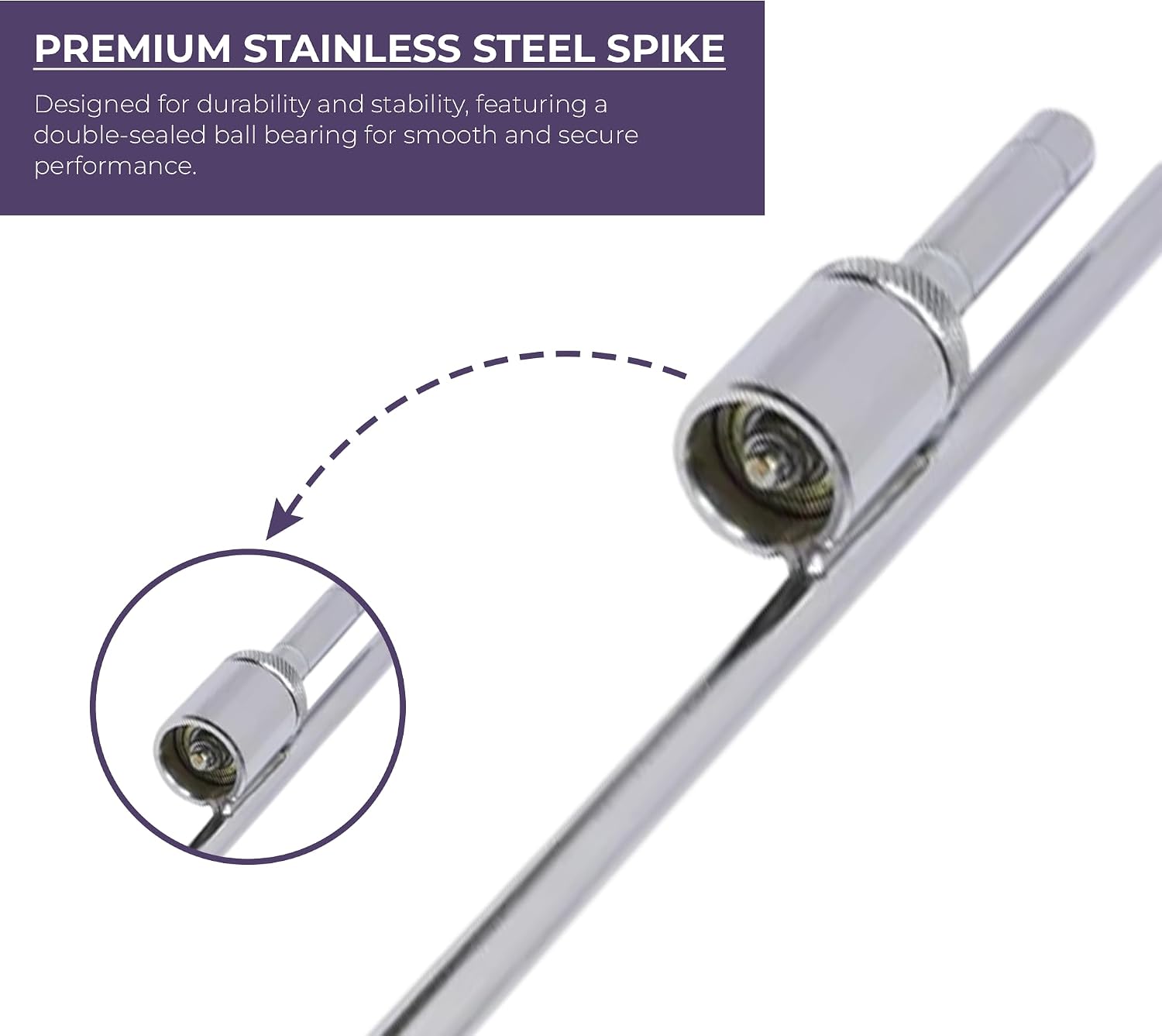 DreamController 19.5-inch Ground Stake - Stainless Steel Spike with Sleeve Bearing Compatible with Flutter Banner Flag Poles (0.65' Inner Diameter) – Stake Only