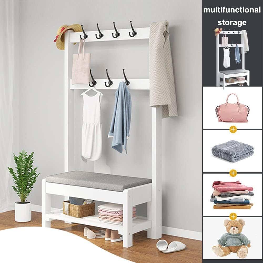 Bamboo Garment Rack, Portable Coat Rack with Bench, for Hanging Clothes, for Hallway Entryway/70 * 30 * 165Cm (70*30*165cm )