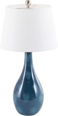 Deco 79 Ceramic Room Table Lamp Abstract Textured Accent Lamp with Drum Shade, set of 2 Lamp 8' x 8' x 32', Teal