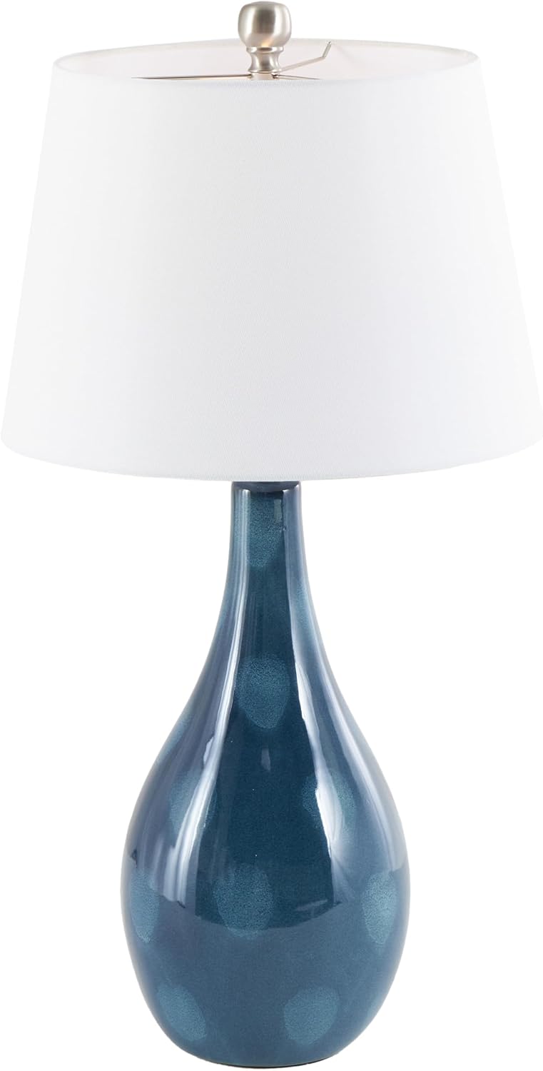 Deco 79 Ceramic Room Table Lamp Abstract Textured Accent Lamp with Drum Shade, set of 2 Lamp 8' x 8' x 32', Teal