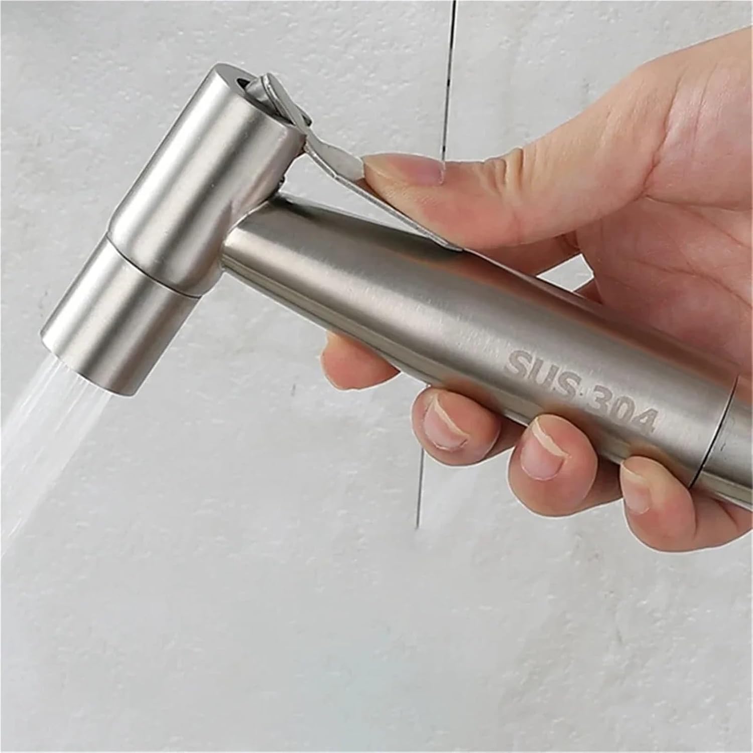Bathroom Stainless Steel Faucet Toilet Cleaning Kit Pipe Sprayer Household Double Tap Accessories-Silver