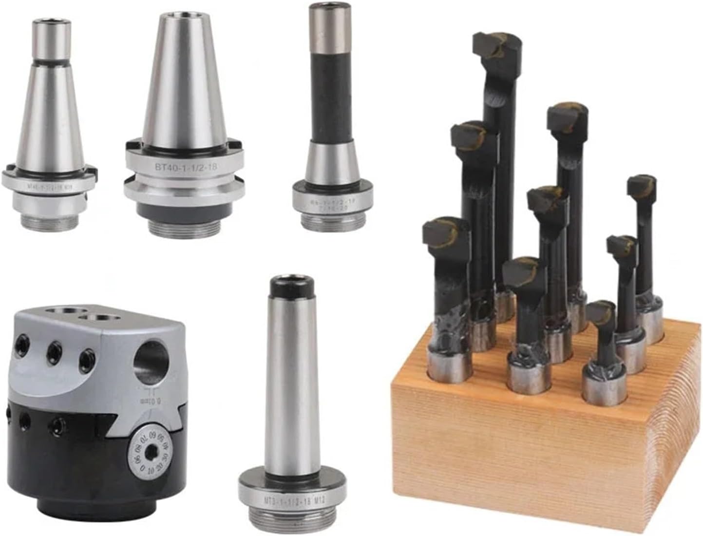F1 2 inch 50mm F1 Type Boring Head 12mm Lathe Boring Bar Milling Handle for Milling Machine Tools Hex Wrenche Tool(Bt30 Tool Handle)