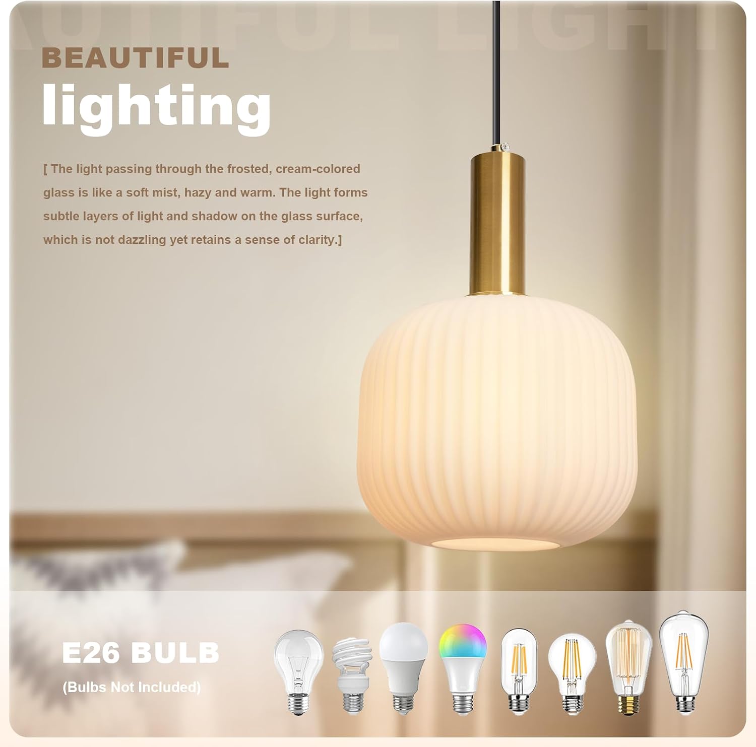 Plug in Pendant Light 2 Pack, Milk White Glass Hanging Light Plug in, Modern Plug-in Pendant Lighting with On/Off Switch, Mid Century Hanging Lamp for Kitchen Island Bedroom Hallway