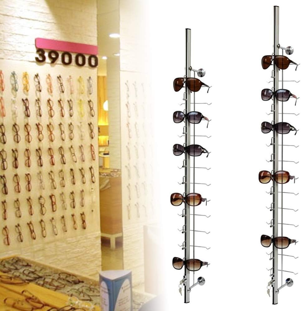 10-Piece Set Lockable Eyeglasses Sunglasses Rack Holder Wall-Mounted Eyeglass Frame Display Stand Aluminium Eyeglass Holder for Multiple Glasses