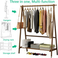 Heavy Clothes Rails Shoe Bench Coat Stand Rack Hanger Bamboo Wood Garment Rack Clothing Rack with 1 Tiers Storage Shelf Corner Clothes Hanging Rack for Coat Jacket Trouser Shoe Coa