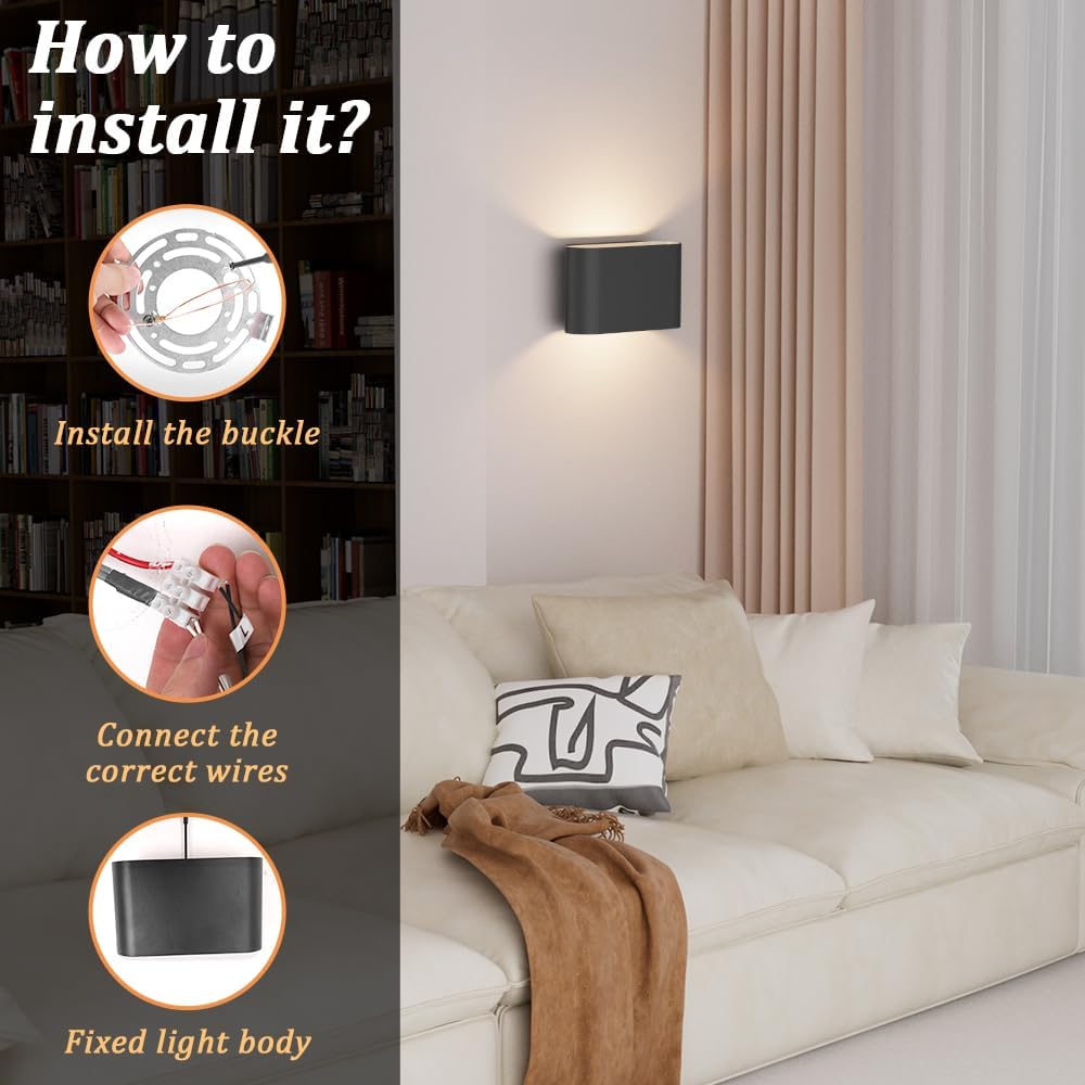 Aipsun Black Modern LED Wall Sconces 4 Packs Indoor Wall Lights Hardwired Up and Down Wall Mount Light for Living Room Bedroom Hallway Corridor Conservatory Warm White 3000K(with G9 Bulbs)