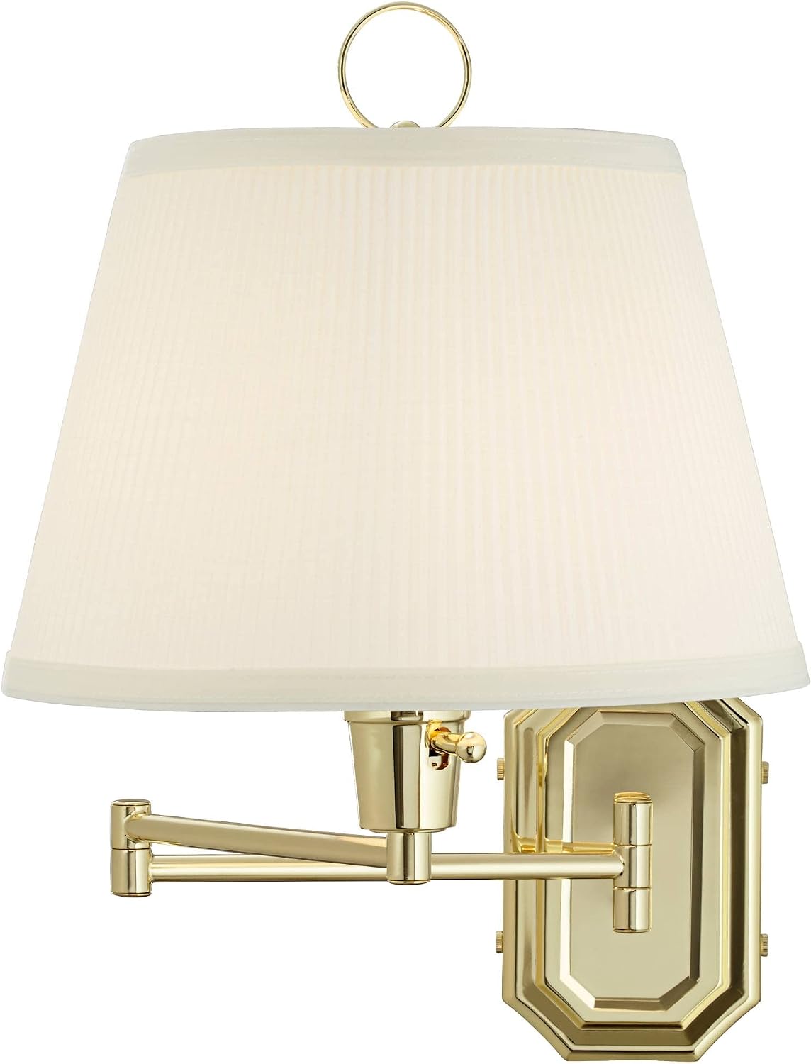 Barnes and Ivy Fredericks Modern Wall Lamps Set of 2 Brass Gold Metal Plug-in 12' Swing Arm Ivory Mushroom Pleated Shade for Bedroom Living Room Home Hallway Dining Kitchen Reading