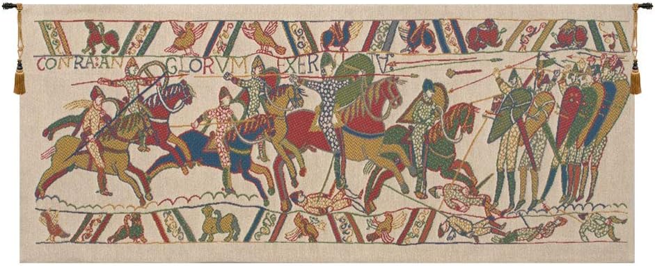 Charlotte Home Furnishings Tapestry Wall Hanging Bedroom Aesthetic 18X43 Bayeux The Battle Wall Art Tapestry Home Decor Colorful Boho Cotton Fabric Jacquard Woven Artisan Chic