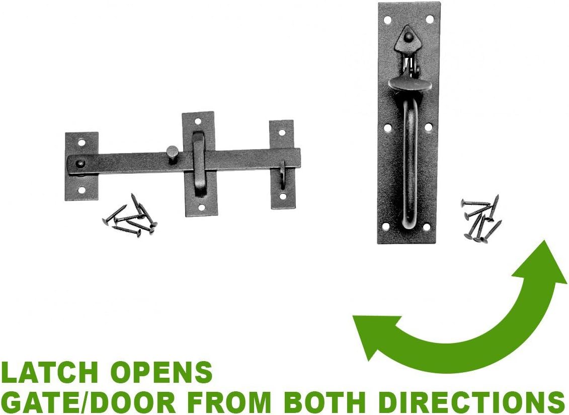 Renovators Supply Manufacturing Black Iron Norfolk Thumb Door Latches Traditional 7' H Suffolk Thumb Gate Or Door Latches Black Powder Coated Two Sided Colonial Locks With Mounting Hardware Pack Of 10