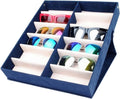 Eyeglass Displays Quality Glasses Storage Box 12 Grid Sunglasses Display Shelf Sunglass Organizer Box/Rack Eyewear Storage Usage Display Risers(Blue)