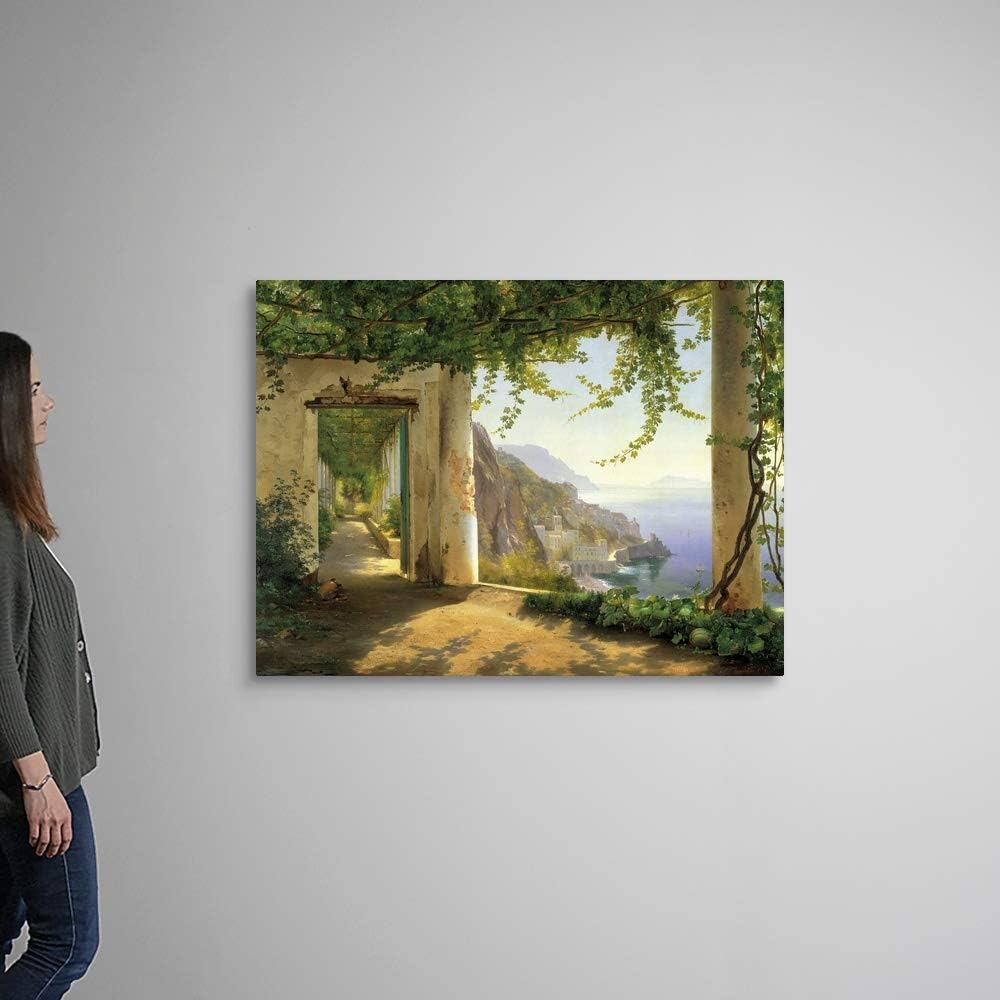 CANVAS ON DEMAND View to the Amalfi Coast Canvas Wall Art Print by Carl Frederic Aagaard, Classic, Traditional, Home Decor, Ocean Artwork, 48'x36'