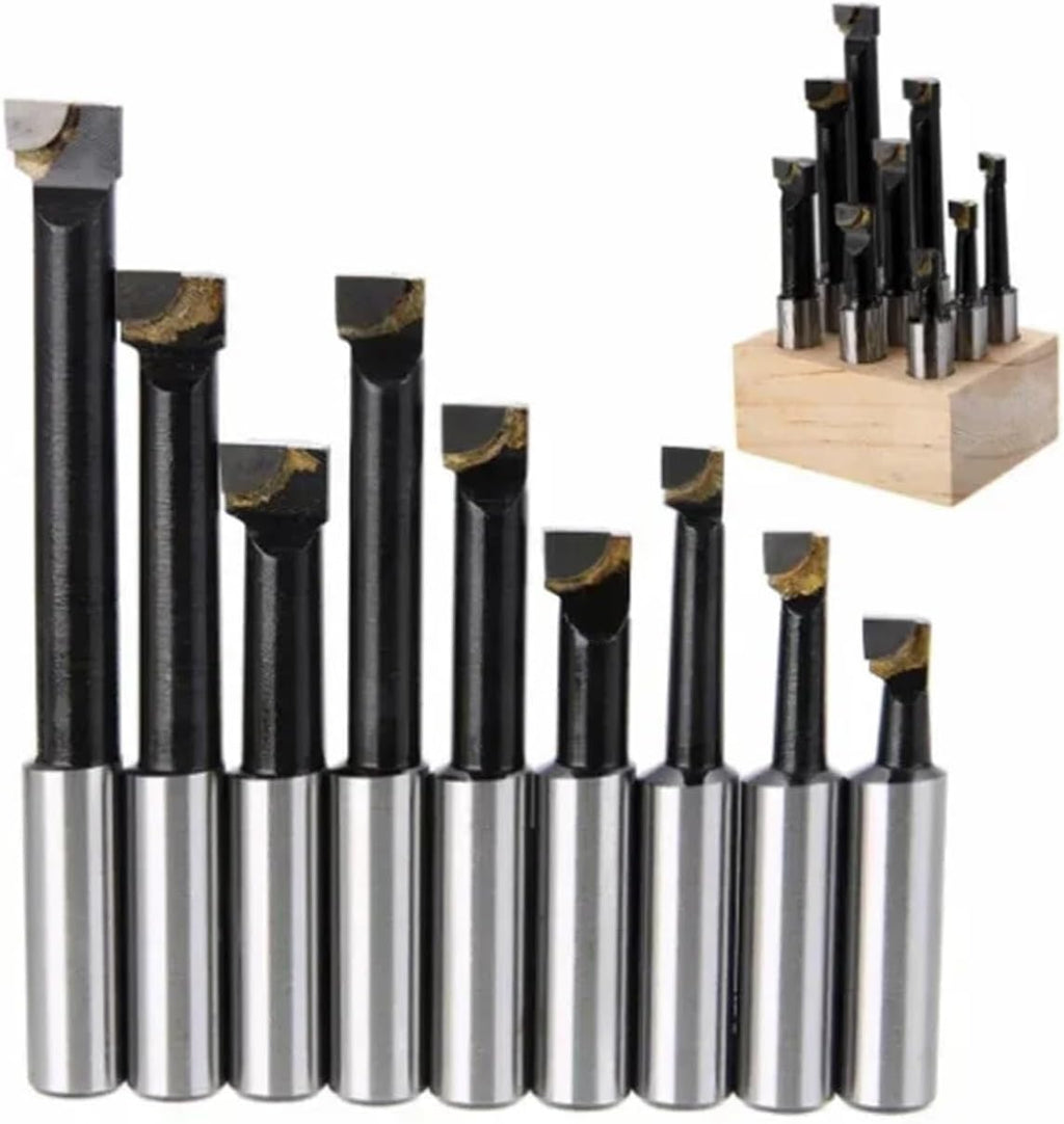MT3 M12 Arbor F1-12 50mm Boring Head and 9pcs 12mm Boring Bars, Boring Head Set