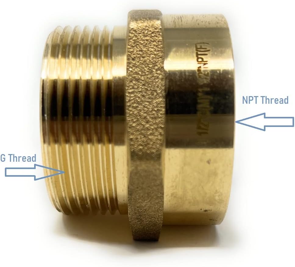 Cascada Lead-Free Brass Adapter, G Thread British BSPP Male to NPT Female (1 1/2' x 1 1/2' (4 Pieces))