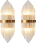 KCO Lighting 2-Light Prism Crystal Wall Sconce Lighting Clear Glass Wall Sconces Set of Two Modern LED Wall Light for Bathroom Mirror Bedroom Bedside (2-Pack)