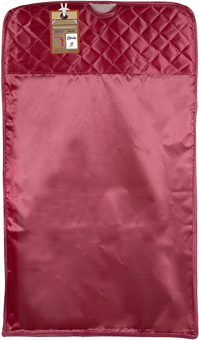 atorakushon Satin Hanging Saree Cover Wardrobe Cloth organizer for Storage Rack Garment Storage Bags Pack of 24 Pcs Pink