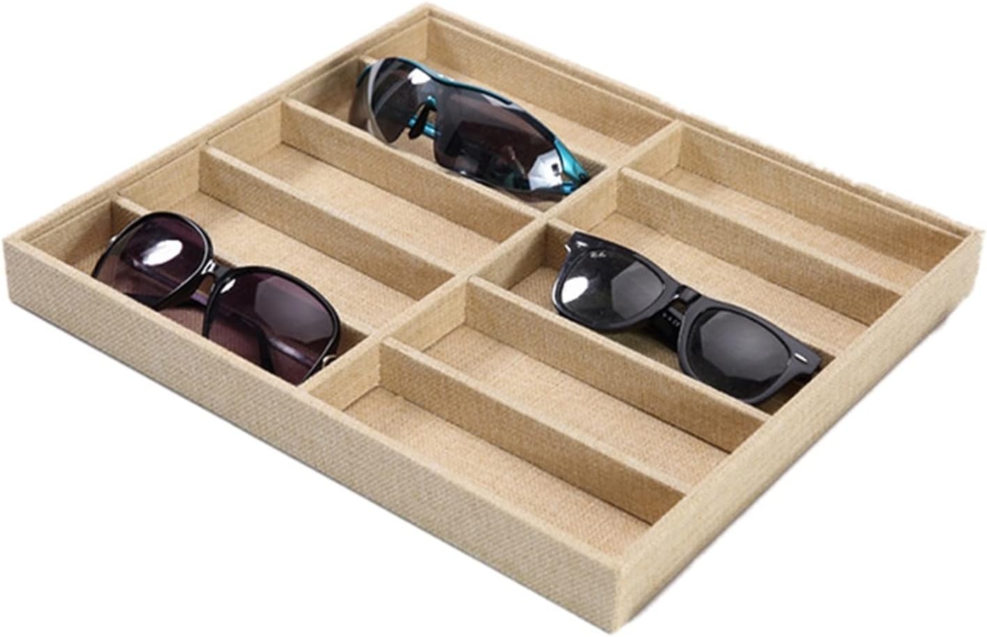 Eyewear es Fashion Glasses Cases Linen 6/10/12 Grids Sunglasses Display Box Sunglasses Display Glasses Display Props Jewelry Organizer Tray Sunglasses Eyewear (Color : 12GridsCases) (10gridscase