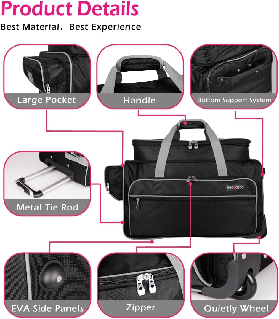 Dance Bag with Garment Rack,23inch Dance Competition Garment Bags with Clothes Rack,Suitcase,Rolling Duffle for Travel, Wheeled Drop-Bottom Upright Luggage Closet Suitcase(Expand-Grey)