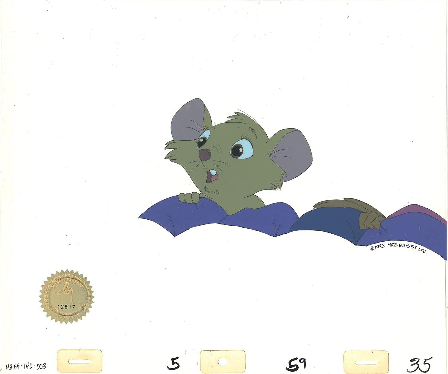 Don Bluth Secret of NIMH 1982 Original Production Animation Cel Used to Make the Cartoon 140-003