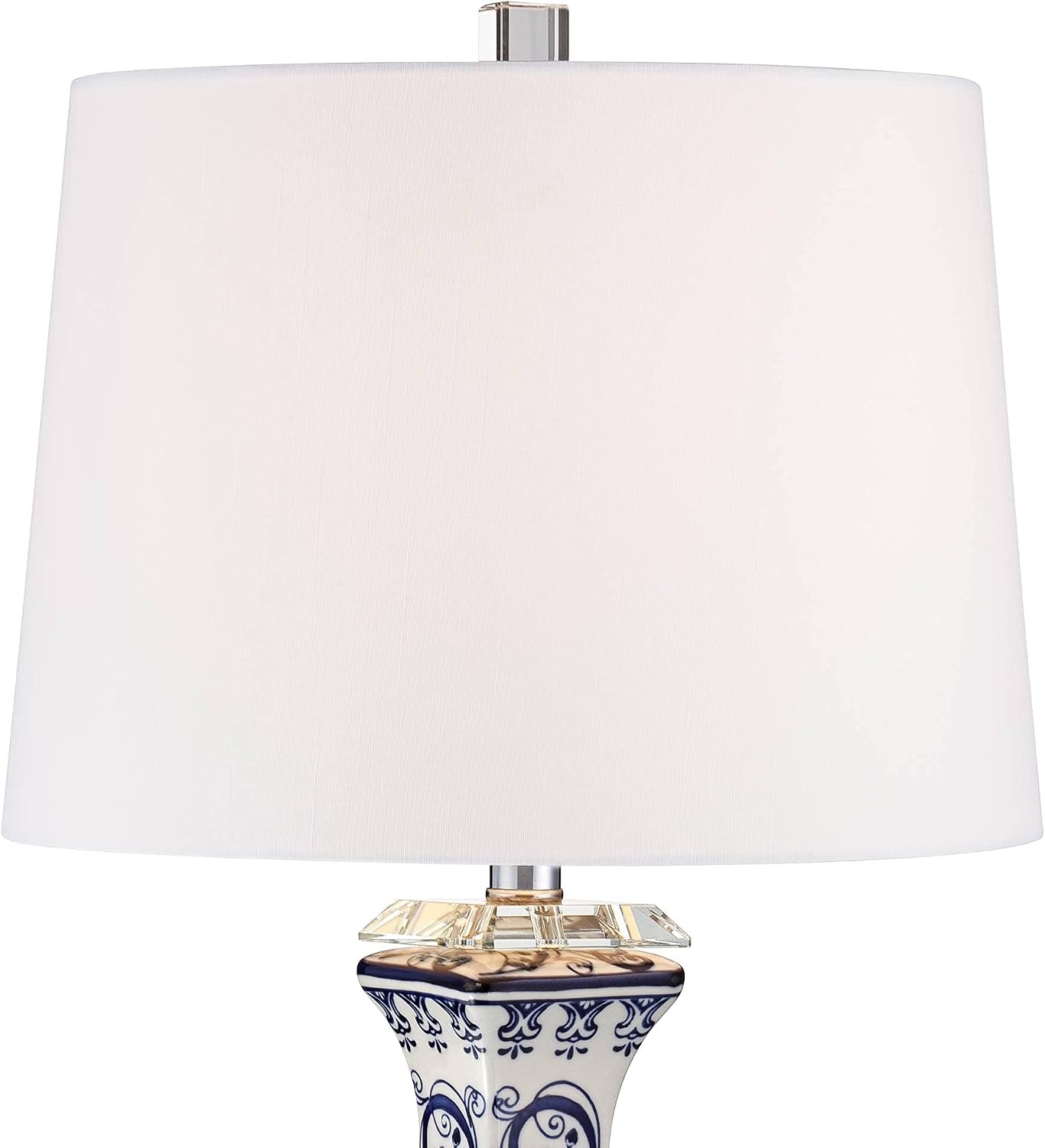 Barnes and Ivy Iris Vintage Asian Chinese Style Table Lamp 28' Tall Porcelain Blue Floral Jar Geneva White Drum Shade Cottage Core Decor for Living Room Bedroom House Bedside Nightstand Home Office