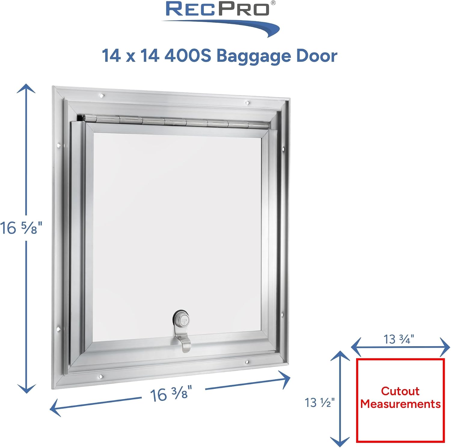RecPro Square RV Baggage Door | Compartment Storage | RV Storage | Trailer Storage | Camper Storage (14' W x 14' H) | Made in America