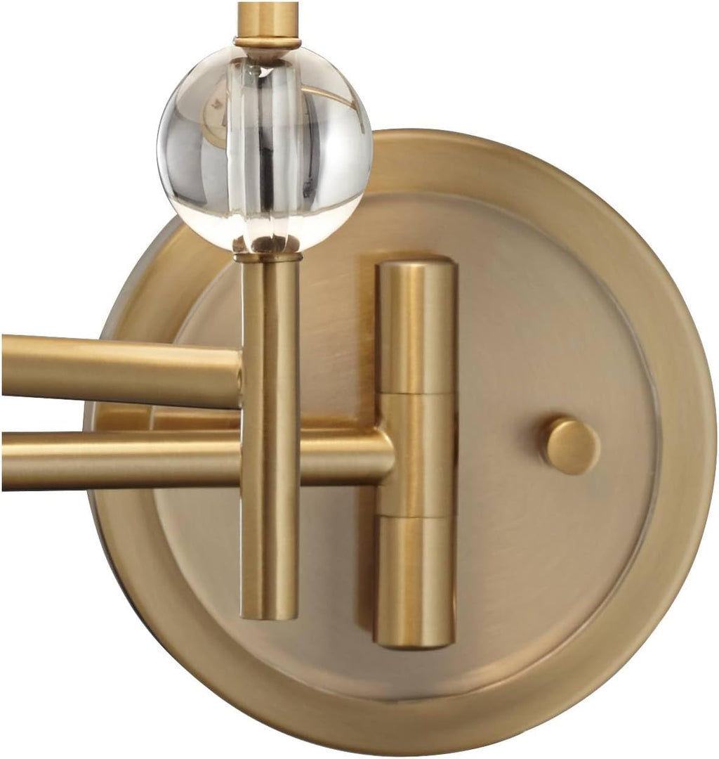 Possini Euro Design Kohle Modern Swing Arm Wall Lamps Set of 2 Polished Brass Plug-in Light Fixture Sheer White Double Drum Fabric Shade for Bedroom Bedside Reading Living Room Home Hallway Dining